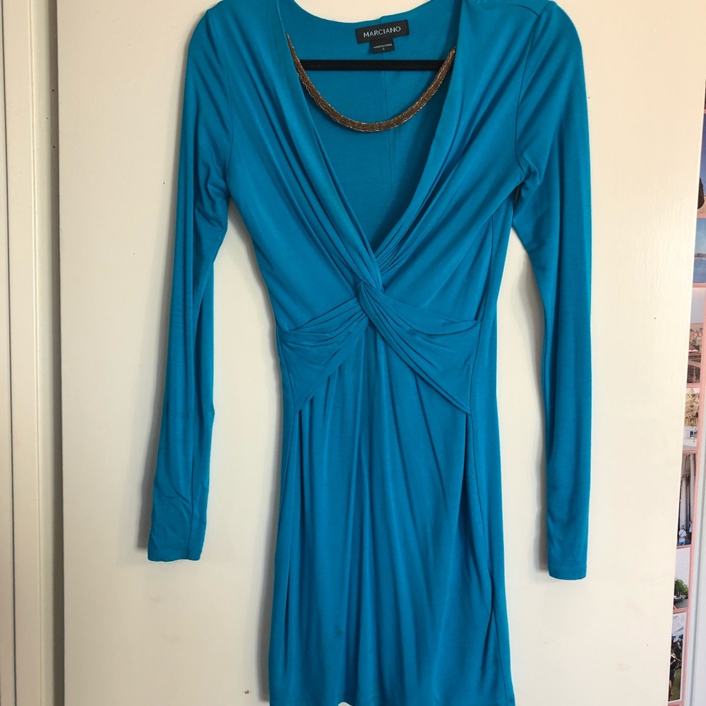 Blue MARCIANO long sleeve mini dress